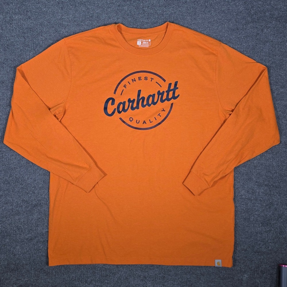 Carhartt Mens XL Tall Orange Long Sleeve Graphic T-Shirt Loose Fit TK6359-M